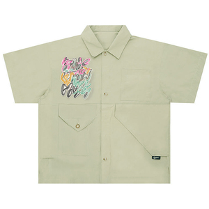 Nouveautés Chemises personnalisées en polyester et coton <span class=keywords><strong>avec</strong></span> <span class=keywords><strong>poche</strong></span>, imprimées et brodées, à manches courtes, décontractées, pour hommes - Product Image 2