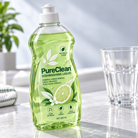 Étiquettes personnalisées pour bouteilles de liquide vaisselle, autocollants adhésifs transparents en BOPP, résistants à l'eau et à l'huile, pour emballages de produits nettoyants