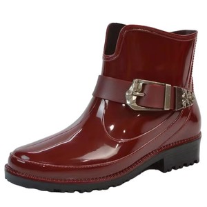 Style Water Proof Pvc Rain Shoes for Women's <strong>Short</strong> <strong>Wellington</strong> Rain Ankle Boots Red - Product Image 3