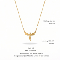 Collier pendentif Phénix en acier inoxydable QIAOREN 10853, chaîne réglable en or 18 carats, bijou oiseau mythique, cadeau pour femme