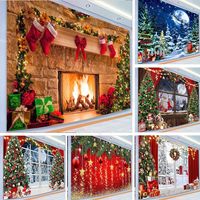 Tapisserie murale en polyester pour Noël, arbre de Noël, Père Noël, bonhomme de neige, décoration murale, impression HD, résistante à la décoloration, OEM ODM