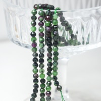 MIss Stone 4mm Ruby Zoisite Perles Perles de pierres précieuses naturelles rondes à facettes en vrac avec rouge et vert pour la fabrication de bijoux à bricoler soi-même en gros