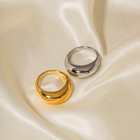 18K Or PVD Plaqué 316L En Acier Inoxydable Anneaux Doigt Chunky Déclaration De Mariage Bijoux Shell Perle D'eau Douce Zircon Anneau