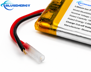 แบตเตอรี่ BLUSENERGY 502020 3.7V 120mAh ลิเธียมโพลิเมอร์/ลิเธียมไอออนแบบชาร์จได้ ทนอุณหภูมิสูง สำหรับอุปกรณ์อิเล็กทรอนิกส์ - Product Image 3