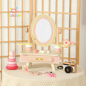 Tavolino da Trucco in Legno per Bambini Qiaike, Gioco di Ruolo, Toeletta per Bambini con Rotazione a 360° °   Specchio Girevole per Ragazze - Product Image 1