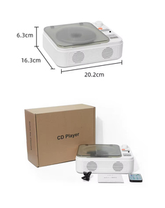 Lecteur CD portable rétro avec double haut-parleur, Bluetooth, lecteur audio HIFI de bureau avec télécommande, pour décoration intérieure ou cadeau - Product Image 2