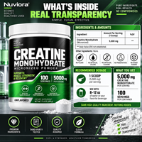 OEM Private Label Micronized Creatine Monohydrate Poeder voor Volwassenen 500g 100 Porties Spierkracht en Herstel Ondersteuning