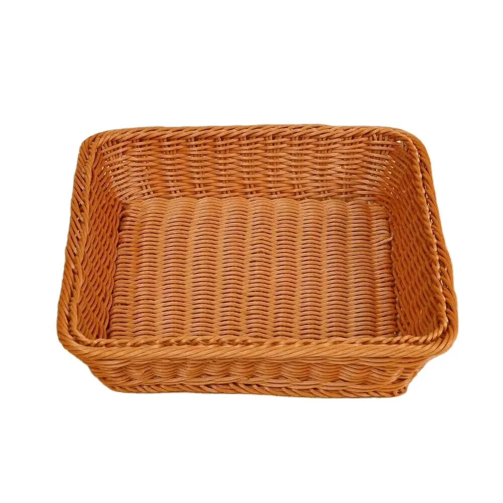 Rattan woven bread basket snack basket display storage square fruit basket