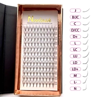 Grand plateau mat avec 320 éventails préfabriqués à pointes pointues et fines, cils volume thermocollés, extensions de cils, sans cruauté animale