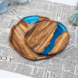 ถาดไม้ทรงกลมขนาด 7.9 นิ้ว ทำจากไม้กระถินเทศ สำหรับใส่อาหาร พร้อมเรซิ่นอีพ็อกซี่สีน้ำเงินลายแม่น้ำ สำหรับงานสลักเลเซอร์ ขายส่งในสหรัฐอเมริกา - Product Image 6