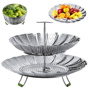 Panier <span class=keywords><strong>vapeur</strong></span> pliable en acier inoxydable écologique de 9/11 pouces, compatible four, passoire portable pour aliments et légumes pour la cuisine - Product Image 5