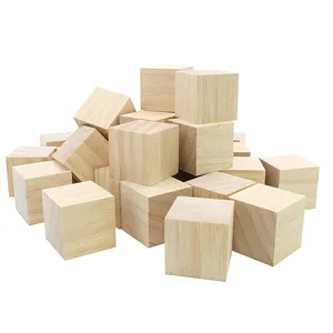 30pcs 1.5 Inch Natural Solid Wood Square Blocks Wooden Cube Blocks For Puzzle Making Crafts And DIY Projects