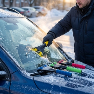 <span class=keywords><strong>Grattoir</strong></span> de <span class=keywords><strong>pare</strong></span>-<span class=keywords><strong>brise</strong></span> de voiture avec poignée ergonomique en mousse anti-rayures pour l'élimination de la glace et de la neige - Product Image 4