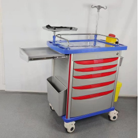 รถเข็นฉุกเฉิน ABS พร้อมลิ้นชักและตู้เก็บของสำหรับใช้ในโรงพยาบาล - Product Image 5
