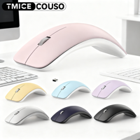 Souris d'ordinateur sans fil silencieuse Arc 2,4 GHz, souris ergonomique portable, souris sans fil silencieuse pour PC portable, souris sans fil