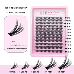 <span class=keywords><strong>Cils</strong></span> semi-artisanaux 12 rangées, à auto-greffage, DIY, en grappe dense segmentée, 30D 40D 60D 80D 100D, style européen-américain pour le commerce extérieur - Product Image 3