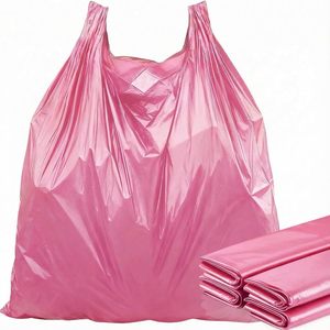 ถุงขยะ PE สีชมพูขนาดใหญ่พิเศษ แบบใช้แล้วทิ้ง แข็งแรงทนทาน แบบมีหูหิ้ว สำหรับร้านอาหาร ธุรกิจค้าปลีก - Product Image 1