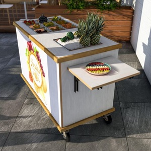 Carrito de madera blanco portátil para exhibir frutas, ideal para centros comerciales y vendedores ambulantes - Product Image 3