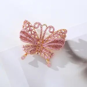 2024 berlian warna-warni kupu-kupu hewan Enamel pin bros paduan berlian imitasi bros untuk remaja gadis dekorasi
