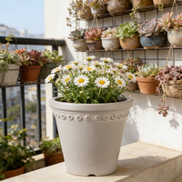 Pot de fleurs en plastique léger, design bohème minimaliste européen, écologique avec trou de drainage pour bureau et usage domestique