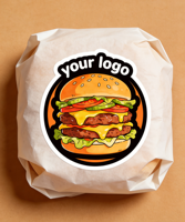 Etiquetas Adhesivas Personalizadas de Vinilo Impermeables para Alimentos, con Logotipo de Marca, Redondas, para Cajas de Comida Rápida, Hamburguesas y Restaurantes