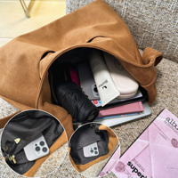 Sac à bandoulière vintage en daim mat pour femme, sac fourre-tout minimaliste multi-poches, grande capacité, sac à main de travail pour les trajets quotidiens, OEM