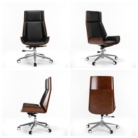 Chaise de bureau pivotante de luxe moderne en contreplaqué avec fonction de réglage de la hauteur et base métallique pour bureau à domicile