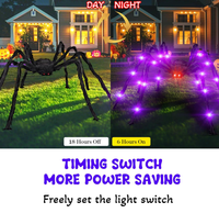 Araña de Peluche Luminosa para Halloween con Luz LED, Decoración Colgante para Exteriores e Interiores, Adorno Espeluznante para el Hogar y el Jardín