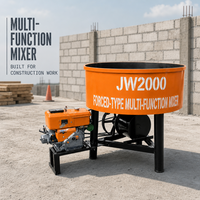 Bétonnière à moteur diesel JW2000, machine à mélanger le béton à bouche plate verticale, mélangeur de ciment pour la construction