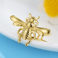Mignon En Acier Inoxydable Abeille Animal Anneau Plaqué Or 3D Creux Animal Anneau Bijoux Cadeaux pour Femmes Hommes