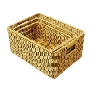 Panier de rangement en rotin rectangulaire taille L avec poignée pour l'organisation de la maison, des vêtements, des jouets, de la cuisine et du bureau - Product Image 5