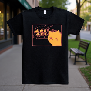 Camiseta con gráfico de Disaster Cat, color negro, ropa informal unisex - Product Image 3