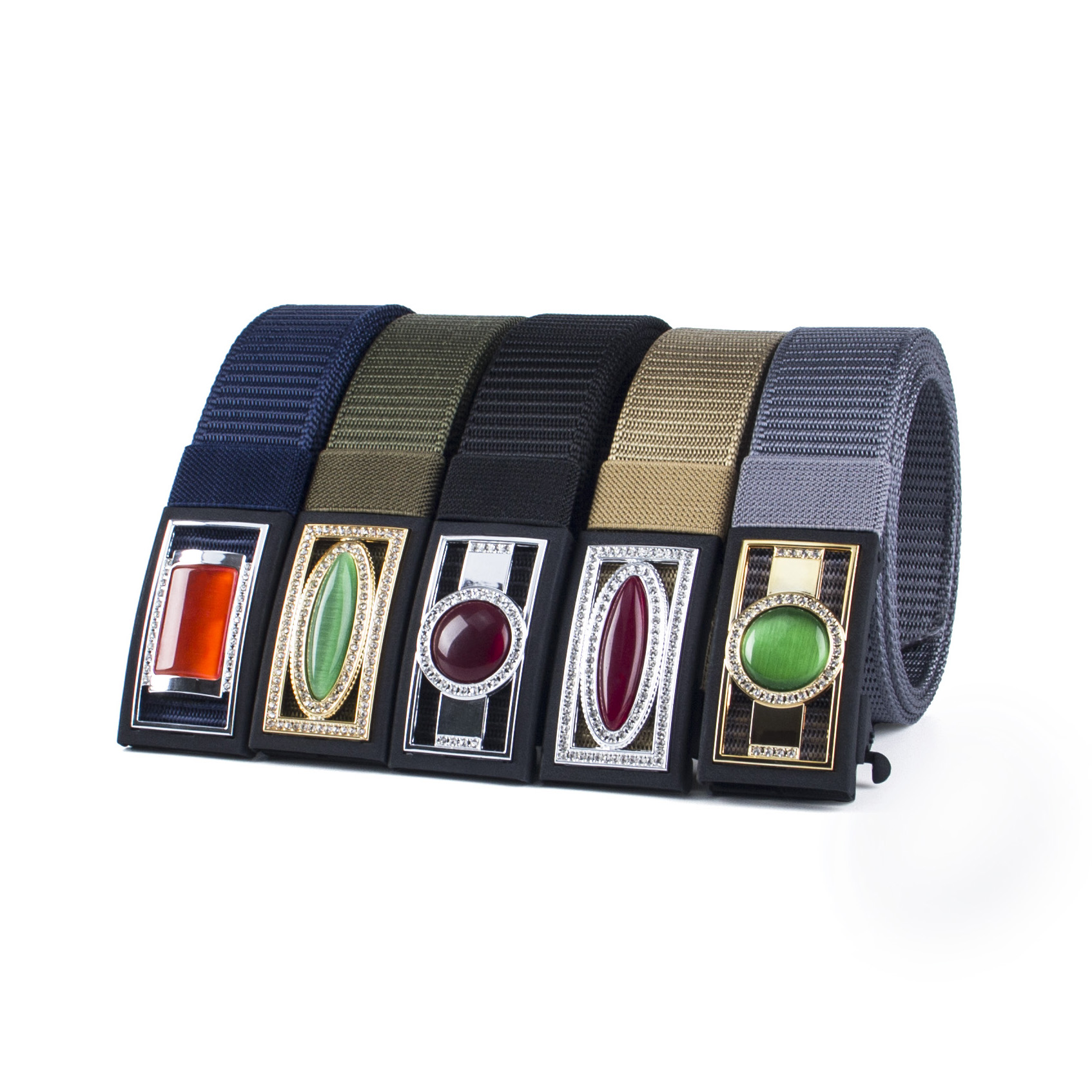 Прямая продажа с фабрики, новинка, эластичный вязаный холщовый ремень с пряжкой, модный роскошный изысканный ремень высокого качества с драгоценным камнем