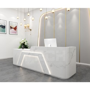 Quầy Tiếp Tân Hiện Đại Bằng Đá Cẩm Thạch Tùy Chỉnh Bàn Tiếp Tân Spa Salon Văn Phòng Nhỏ Có Đèn Led - Product Image 3