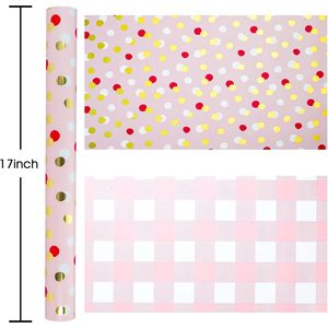 Burymento Wrapping <b>Paper</b> 17 In X 32.8 Ft Reversible Polka Dots Check Design For Baby Shower Birthday Valentine Mothers Day - Product Image 4