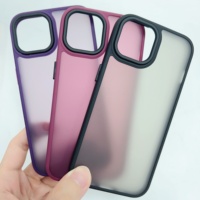 Coque PC en acrylique mat pour iPhone 15 14 Pro Max Vente en gros de produits au comptant Coque de téléphone portable avec cadre noir détachable pour la peau