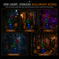Carillon solaire en forme de maison, mini lanternes effrayantes pour fête de jardin, lumières de Noël d'Halloween, lampes solaires de jardin à tête de crâne d'horreur