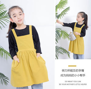 <span class=keywords><strong>Tablier</strong></span> de peinture pour enfants en coton avec logo personnalisé <span class=keywords><strong>jaune</strong></span> pour l'école et le jardinage <span class=keywords><strong>Tablier</strong></span> pour enfants en forme de H - Product Image 2