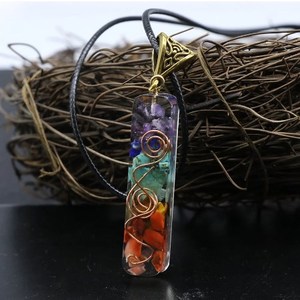 Reiki Chữa Bệnh Chip Đầy Màu Sắc Đá Tự Nhiên Chakra Năng Lượng Mặt Dây Chuyền Vòng Cổ Con Lắc Pha Lê - Product Image 3