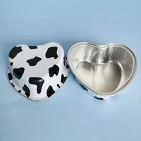 Doublures de muffins de cuisson en feuille d'aluminium en forme de coeur de 3.4 oz avec couvercles tasses à cupcakes à dessert pour la Saint-Valentin