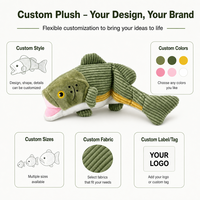 Fournisseur direct d'usine, jouet en peluche pour animaux de compagnie en coton personnalisé, mignon, en forme de poisson, fabricant OEM ODM, jouet pour chien et chat, étiquette privée, emballage personnalisé avec logo