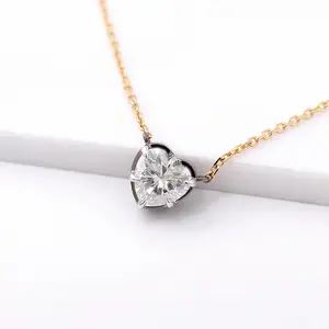 Unisex Luxury K Gold Necklace with Real Moissanite Diamond Love Pendant & Clavicle Chain Holiday Gift Wholesale Jewelry