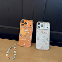 Nueva Funda de Resina Epoxi con Diseño Creativo de Macaron, Reloj, Cubierta para Teléfono con Cadena para iPhone 17 16 15 14 Pro Max