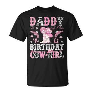 Camiseta occidental rosa para papá, con la inscripción 'Daddy Of The Birthday Cowgirl' - Product Image 1