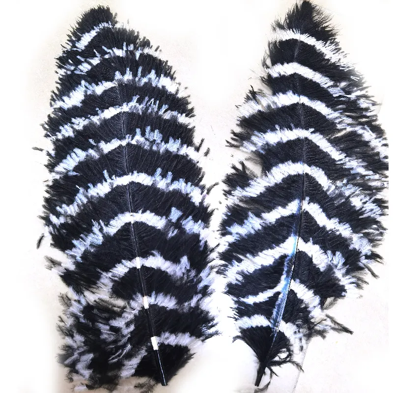 New arrival products decorative black and white dyed zebra stripe ostrich feather for carnival parade performance show