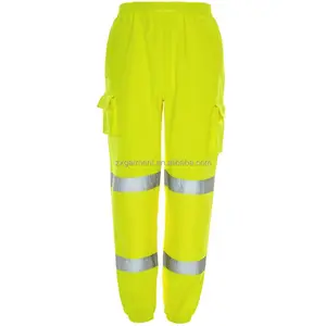 Calça de moletom multipocket reflexiva para corrida de trabalho de carga resistente à segurança Hi Vis