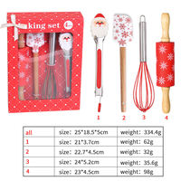 Ustensiles de cuisine et gadgets pour la maison : Spatule en silicone, fouet, rouleau à pâtisserie et accessoires pour la cuisson des biscuits – Collection Noël