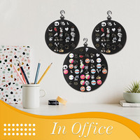 Organisateur mural rond en feutre pour broches, épingles, boucles d'oreilles, colliers et bijoux