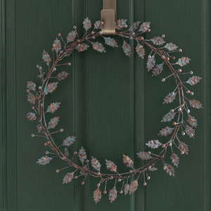 Corona de Hojas de Roble Metálica Rústica, Hecha a Mano, Decorativa, Redonda, Sin Luces, para Colgar en Puerta o Pared - Product Image 3