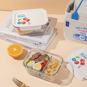 Microwave Heated Glass Bowl Airtight Food <b>Storage</b> Container Portable Bento <b>Box</b> for Office Staff - Product Image 1